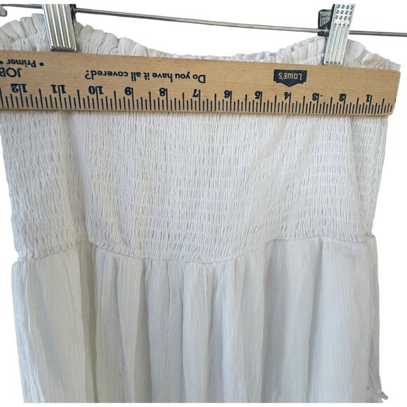 White Strapless Tiered Maxi Dress By Blue Blossom Size Medium 100 % Rayon - Picture 9 of 11